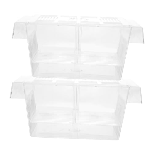 COSMEVIVI Kescher Aquarium 2 Stück Boxen Aquarium Brutkasten Transparent Betta Aquarium Mit Trennwand Abs Aquarium Nylon Fischzuchtkasten Saugnapf Für Aquariumteiler von COSMEVIVI