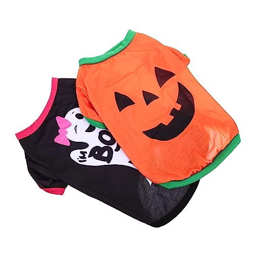 COSMEVIVI 2 Stück Halloween Kleidung Bequeme Hundekleidung Kleines Hunde Shirt Halloween Hemden Hundekleidung Haustier Halloween Geister Shirt Für Kleine Hunde Halloween von COSMEVIVI