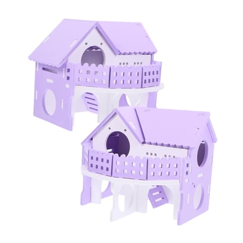 COSMEVIVI 2St Hamster Doppel Villa Hamster Spielplatz Hamster Spielzeug Hamsternest Hamster Käfig Ruhiger Rückzugsort für Hamster Hamsterhütte Hamstervillenhäuser hamsterhaus versteck PVC von COSMEVIVI