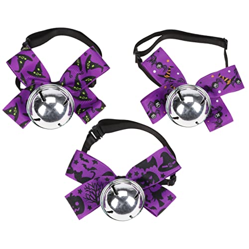 COSMEVIVI 3st Halloween-haustierglockenhalsband Kleines Hundehalstuch Haustiere Fliegen Welpen-Outfits Halloween-haustierhalsband Halloween-Halsband Für Hunde Welpenhalsband Stoff Violett von COSMEVIVI