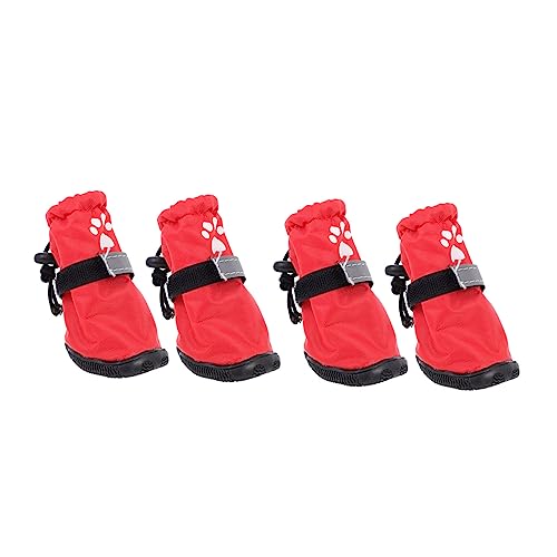 COSMEVIVI Haustierschuhe Outdoor Hundeschuhe Hundestiefel für Mittelgroße Hunde Rot 4 Stück Set von COSMEVIVI