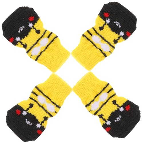 COSMEVIVI 4 Stück Haustier Socken Pfote Abriebfeste Baumwollsocken Atmungsaktive Socken Für Haustiere Waschbare Haustiersocken Kompakte Hundesocken Hundezubehör Welpenbedarf Baumwolle Yellow von COSMEVIVI