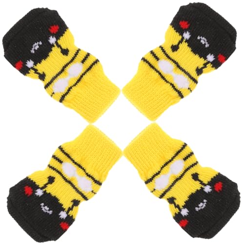 COSMEVIVI 4 Stück Haustier Socken Pfote Hundezubehör Kompakte Baumwollsocken Socken Für Hund Kompakte Haustiersocken Abriebfeste Baumwollsocken Tragbare Hundesocken Yellow Baumwolle von COSMEVIVI