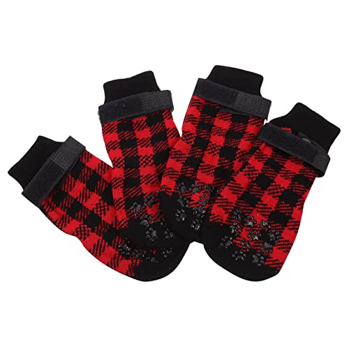 COSMEVIVI 4 Stück Haustier socken thermische Socken Doppelseitige Hundesocken Pfotenschutz Dog Socks Hunde Socke sockenschuhe rutschfeste warme Schuhe Warme Hundesocken mit Weihnachtsmotiv von COSMEVIVI