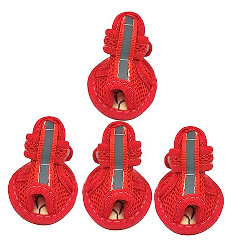 COSMEVIVI 4 Stück Haustiersandalen Haustier Sandalen Hundeschuhe Für Haustiere Mesh-hundesandalen Mesh-hundeschuhe Schuhe Für Hunde Hundestiefel Rot Netzgewebe Für Die Rindersehnenunterseite von COSMEVIVI