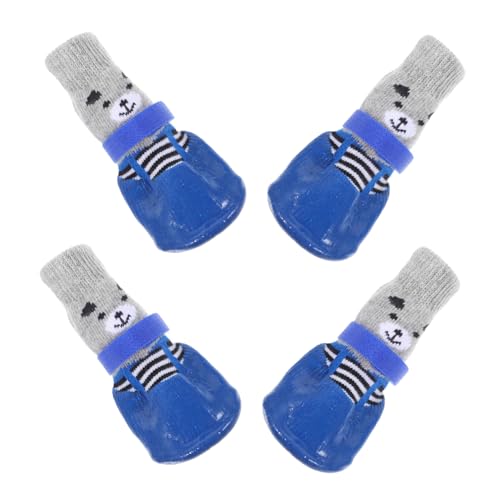 COSMEVIVI 4 Stück Haustierschuhe Waschbare Hundesocken Atmungsaktive Baumwollsocken Atmungsaktive Socken Für Haustiere Entzückende Pfotenschützer Socken Für Hunde Sky-Blue Baumwolle von COSMEVIVI