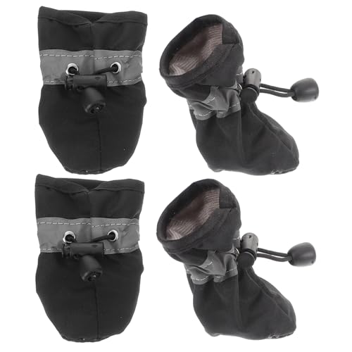 COSMEVIVI 4 Stück Hundeschuhe Haustier Hundestiefel Für Regen Welpenschuhe Schützende Hundestiefel Welpenstiefel Hundestiefel Mit Kordelzug Hundestiefel Für Draußen Stoff von COSMEVIVI