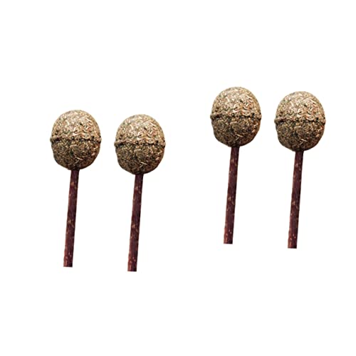 COSMEVIVI 4 Stück Katzenminzball Katzenspielzeug Katzenwand Katzenrad Katzenminze-Sticks Katzenlutscher katzenpflege Katzen Pflege Katzenminze Lutscher Backenzähne Taktstock Bambus Brown von COSMEVIVI