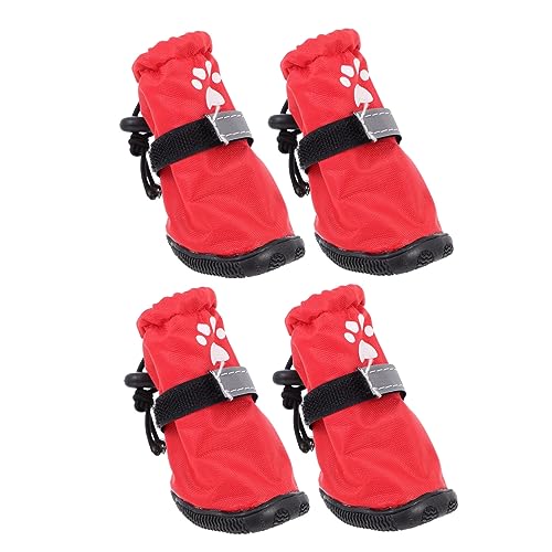 COSMEVIVI 4 Stück Regenstiefel Für Haustiere Regenschuhe Für Haustiere Outdoor-Stiefel Für Hunde Hundepfotenschutz Wasserschutz Für Schuhe Regenhundeschuhe Hundestiefel Polyester Rot von COSMEVIVI