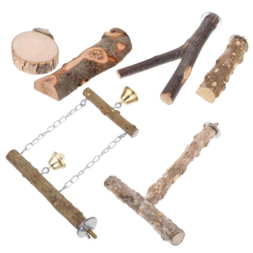 COSMEVIVI 6PCs Holz Vogel Spielzeug Set Papagei Barsch Schaukel Sittich Spielzeug Vogel Käfig Schaukel von COSMEVIVI