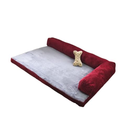 COSMEVIVI 70 cm Abnehmbares Haustierbett Für Katzen Und Hunde Warmes Hundesofa Rot Einfarbiges Cord Haustierkissen Größe M Ideal Für Innenräume Waschbar Und Pflegeleicht von COSMEVIVI