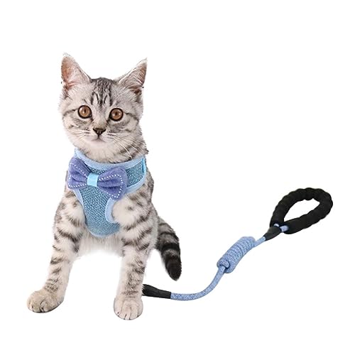 COSMEVIVI Brustgurt für Haustiere Kätzchenleine Verstellbarer Gürtel Haustier-Zuggurt Seilgeschirr für Katzen Katzenleine cat Leash cat Harnesses Haustier Geschirr Brustgurt für Katzen Blue von COSMEVIVI