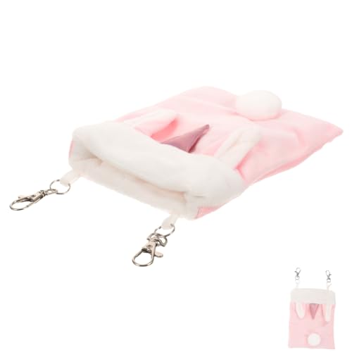 COSMEVIVI Hamster Baumwollnest Schlafsack Zartes Hamsterbett Frettchen Hängematte Entzückende Hamsterhängematte Frettchen Zubehör Meerschweinchenbett Aufhängen Chinchilla-Bett Rosa Flanell von COSMEVIVI