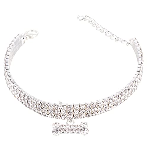 COSMEVIVI Haustier-Halsband Mit Strass- in Form Eines Halsbands Mit Schnalle Kette Weiß L Modische Haustier-Halskette von COSMEVIVI