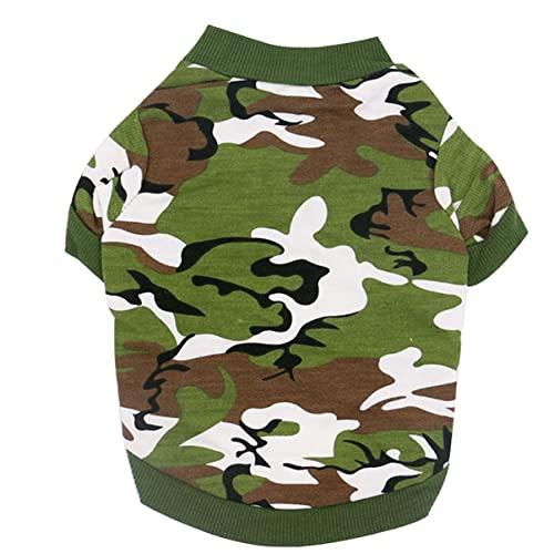 COSMEVIVI Haustier-Outfits französische bulldoggenkleidung kleines Hundeshirt Haustier-Camouflage-Shirt kleine hundekleidung Hund Weste Kleidung Welpenkleidung Haustier-Hundekleidung Green von COSMEVIVI