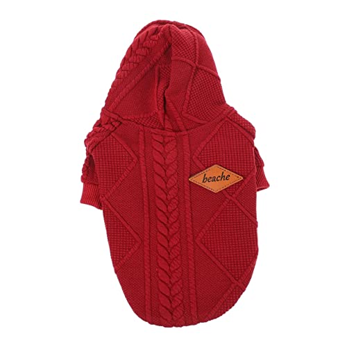 COSMEVIVI Haustier-Pullover hundemantel Dog Raincoat hundemäntelchen Dog Accessories hundekostüme Winterjacken roter Kapuzenpullover Leinenjacken Hund gestrickter Pullover Hundepullover Garn von COSMEVIVI