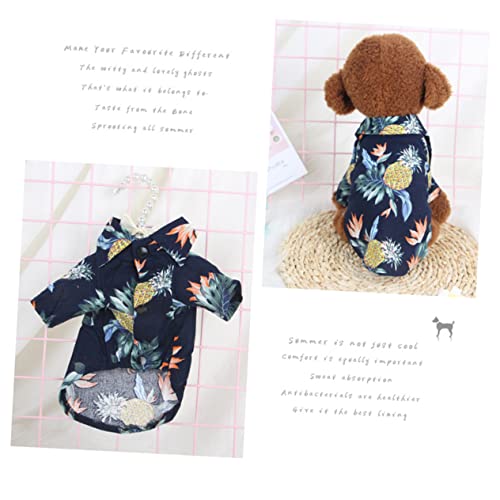 COSMEVIVI Haustierbluse Hawaiihemden großes Hundehalsband Welpenweste hawaiianisches Outfit Hundekleider für kleine Hunde Hundeshirt Welpenkleidung Haustierkleidung modisches Hundekleid Navy von COSMEVIVI