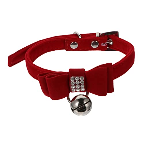 COSMEVIVI Haustierhalsband kleines hundehalsband Strass-Fliege Kleine Hundehalsbänder Kätzchen-Kragen pet Supplies haustierbedarf Welpe Bogenhalsband Katze hundehalsband Samtstoff rot von COSMEVIVI