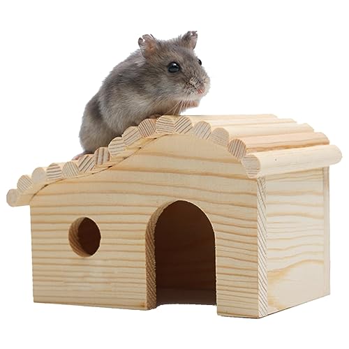 COSMEVIVI Holzhaus Für Hamster Bewegliches Spielhaus Nest Habitat Für Kleintiere Wie äuse Und Hamster Aus Hochwertigem Ideal Für Spiel Und Rückzug Natürliche Holzfarbe von COSMEVIVI