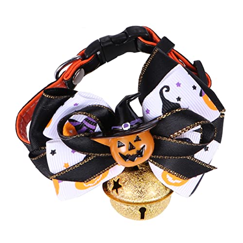 COSMEVIVI Hund Halloween Glockenhalsband Halloween Fliege Hundehalsband Rollkragen - Und Hundehalsband Haustiere Urlaub Haustier Glocke Welpenhalsband Aus Stoff Orange Tuch von COSMEVIVI