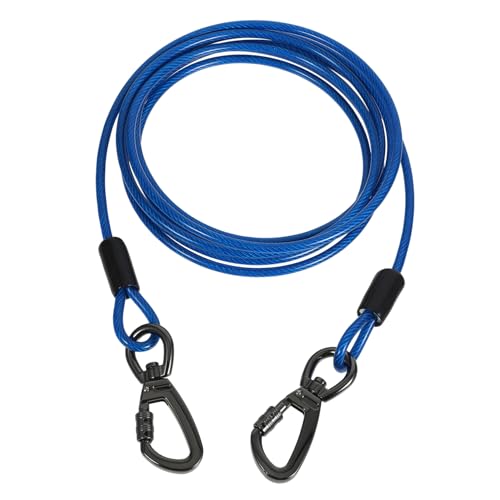 COSMEVIVI Hundleine Pet Traction Rope 3m Lange Hundetraining Leine Doppelte Karabiner Kläuftsicher Wasserfest Robustes Stahlseil Ideal Für Welpen Und Aktive Hunde Lange Hundeleine von COSMEVIVI