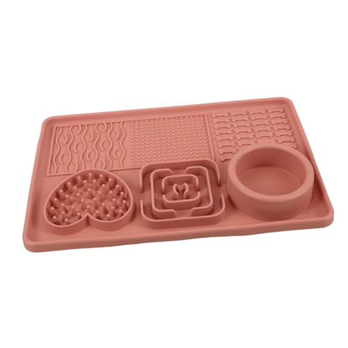 COSMEVIVI Leckunterlage für Haustiere Slow Feeder Matte für Hunde Hundefuttermatte Katzen Spielzeug Katzen schleckmatte Futterspender für Welpen Hündchenschüsseln Hund langsam Essen Pad Rosa von COSMEVIVI