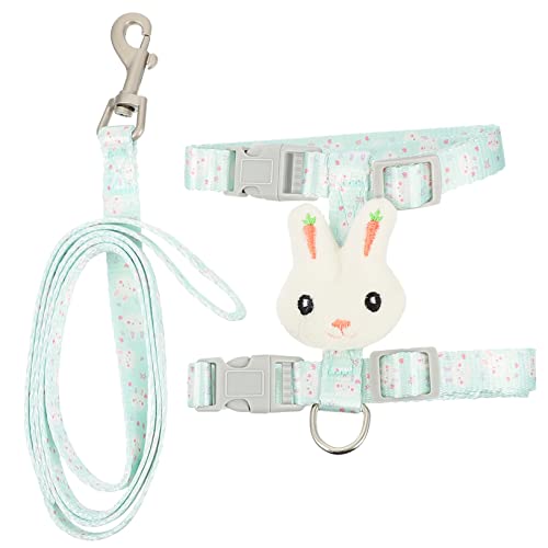 COSMEVIVI Leinen kleines Katzengeschirr Kätzchen Halsband Leine Haustier-Traktionsseil Katze-Cartoon-Seil pet Supplies Haustier Rucksack Zugseil für Haustier Outdoor-Gehgeschirr Nylon Green von COSMEVIVI