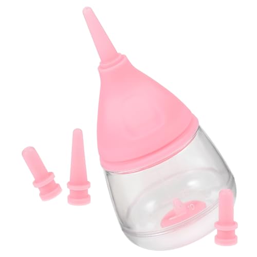 COSMEVIVI PET-Flasche Tiere Futterspender Welpenfutterflasche Fütterung Hasen Flasche pet Flaschen babyflaschen Haustier Babynahrung Kätzchenflasche Welpenflasche zum Stillen Kieselgel Rosa von COSMEVIVI