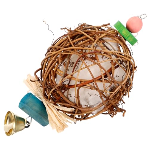 COSMEVIVI Vogelkäfig-Glocke zum Aufhängen Papagei-Kauspielzeug Rattan- Vogelspielzeug Vogel-Beißspielzeug bissfestes Vogelspielzeug Papagei-Spielzeugball von COSMEVIVI