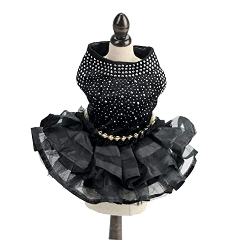 COSMEVIVI Partykleidung Für Haustiere Welpen-Outfits Kleines Hundekleid Sommerkleidung Für Hunde Party-hunderock Black von COSMEVIVI