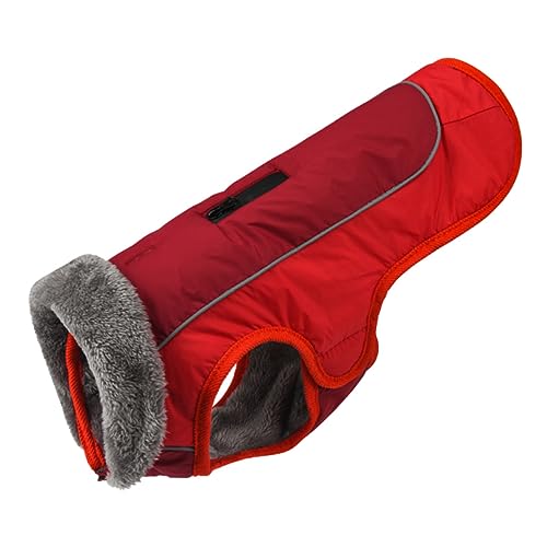 COSMEVIVI Pelzkragen hundekleidung Hund Baumwolle Welpenpullover für kleine Hunde Hundepullover hundemantel Dog Raincoat Welpenkleidung aus Baumwolle Baumwollkleidung für Hunde Polyester rot von COSMEVIVI