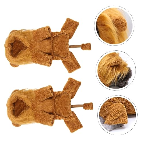 COSMEVIVI Pet Dog Lion Transformation Outfit Welpenkleidung schönes Haustierkostüm Hund Hoodie hundemantel Dog Raincoat lustige Löwenkostüme für Hunde Haustierkleidung Plüsch Coffee von COSMEVIVI