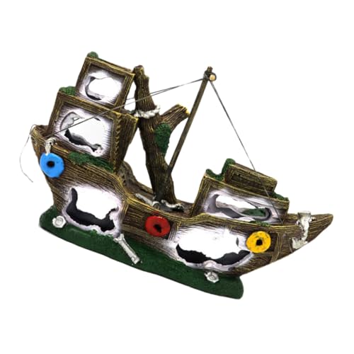 COSMEVIVI Simulation Piratenschiff Fisch Tank Landscape Decor Resin Aquarium Schiffbruch von COSMEVIVI