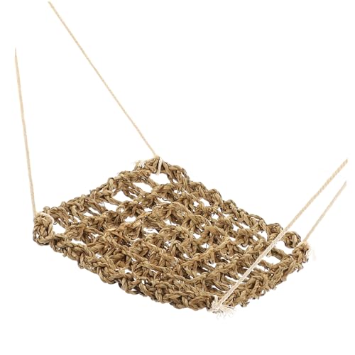 COSMEVIVI Tierisches Kletterspielzeug Terrarienhängematte Gewebte Hängematte Panzerspielzeug Hamster-kletterspielzeug Hängendes Hängemattenbett Dreieck-hängematte Seegras Faser Light Brown von COSMEVIVI