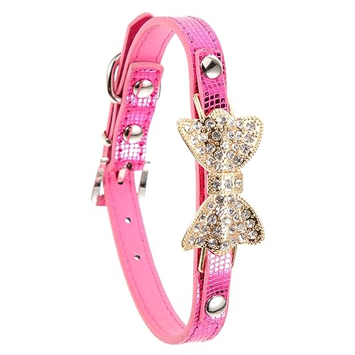 COSMEVIVI Halsband Hund Hundehalsband Mit Leine Pu Haustierhalsband Mit Wasserstein Dekoration Verstellbares Welpenhalsband Für Kleine Hündinnen Stilvolles Design Komfortables Halsband Für Hunde Größe von COSMEVIVI