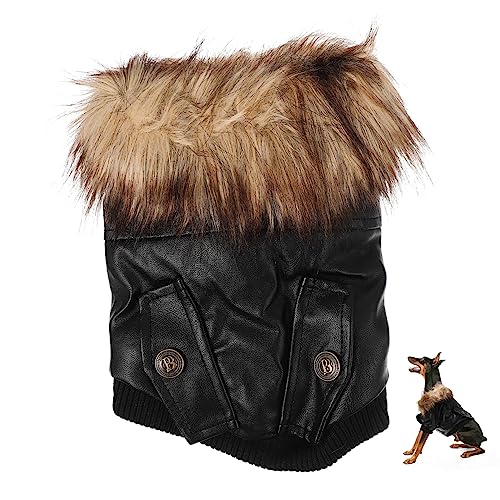 COSMEVIVI warme Hundejacke winterhundemantel Dog Raincoat Dog Sweater Chihuahua-Kleidung Dekorationszubehör für Haustiere Cosplay-Kleidung für Haustiere Winddichte Hundekleidung Pu Black von COSMEVIVI