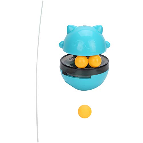 COSMICROWAVE Haustiere, Katzen, auslaufender Futterspender, ABS, rollender Katzen-Leckerli-Spender, Spielzeug, interaktives Katzenspielzeug, Tumbler, interaktiver Ball, (Blau) von COSMICROWAVE