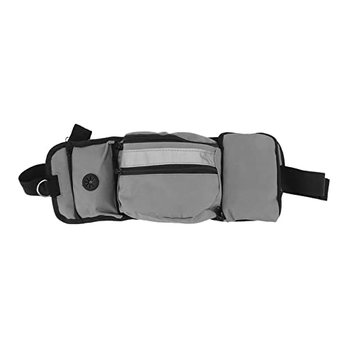 COSMICROWAVE Hüfttasche für das Training von Haustieren, Robustes Polyestermaterial, mehrere Taschen, abnehmbare Snacktasche für den Außenbereich, reflektierendes Streifendesign für Sicherheit (Gray) von COSMICROWAVE