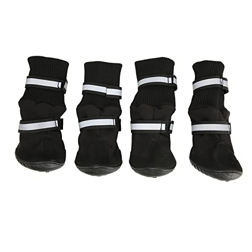 COSMICROWAVE Schutz für Hunde-Winterstiefel, rutschfeste Hundeschuhe mit reflektierendem Riemen, Hundestiefel verhindern Verrutschen, reflektierend, warm, Verstellbarer Schutz, Welpenschuhe (L) von COSMICROWAVE