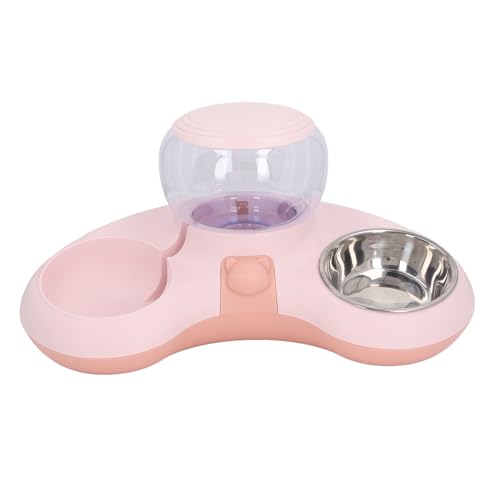 Futter- und Wassernapf-Set, erhöhte Katzennäpfe aus Edelstahl, Katzenfutternapf, Katzennäpfe für Schnurrhaare geeignet, doppelte Katzennäpfe, Tierfutter- und Wassernapf-Set, (Pink) von COSMICROWAVE