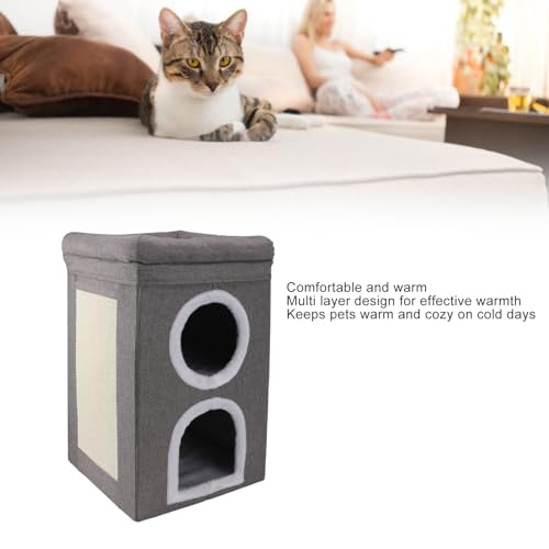 Großes Katzenbett, stapelbarer Katzenwürfel, Katzenhaus/Katzenwohnung für den Innenbereich, überdachte Katzenhöhlenbetten und Möbel mit Kratzunterlage und Versteckzelt, niedliche von COSMICROWAVE