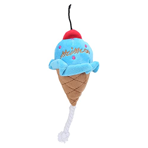 Haustier-Eiscreme-Plüschspielzeug, Haustier-Eiscreme-Plüschspielzeug, Plüschhunde, Quietschspielzeug, weiches, gefülltes Plüschspielzeug, quietschendes Kauspielzeug für Welpen, (ice cream blue) von COSMICROWAVE