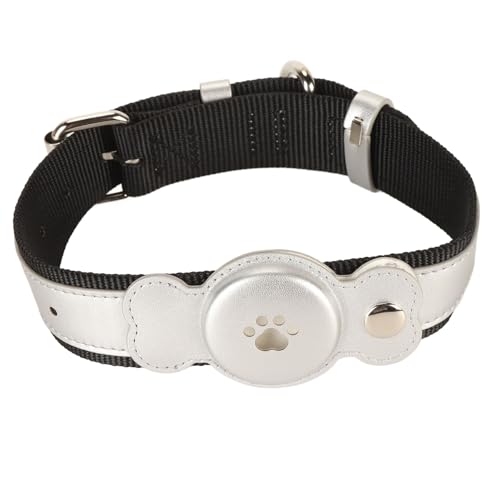 Hunde-Tracker und Aktivitäts- und Gesundheitsmonitor, Hunde-Schockhalsband, verstellbares Hundehalsband, wasserdicht, leicht, bequem, stilvoll, Hundehalsband aus Leder (Silver) von COSMICROWAVE