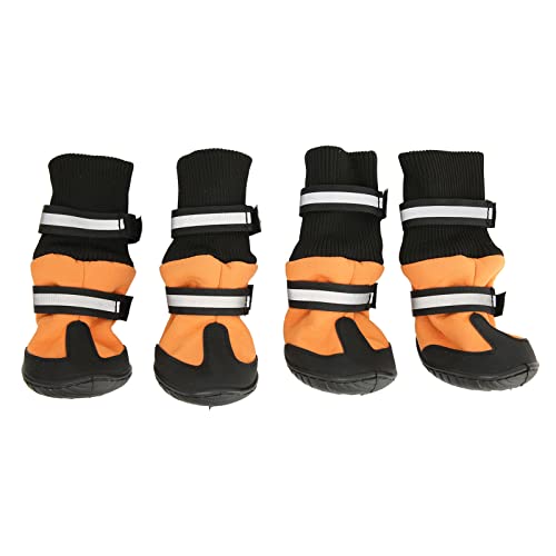 Hunde-Winterstiefel zum Schutz, rutschfeste Hundeschuhe mit reflektierendem Riemen, Hundestiefel, wasserdichte Hundestiefel, wasserdichte Hundeschuhe, reflektierende Hundeschuhe, (L) von COSMICROWAVE