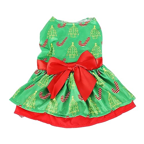 Hundekleid aus Samt für kleine Hunde, Mädchen, Rentier, Welpenkleider, Rot, Hundekleid, modisches, niedliches Weihnachtsbaum-Muster, Welpen-Sommerkleid für die tägliche (M) von COSMICROWAVE