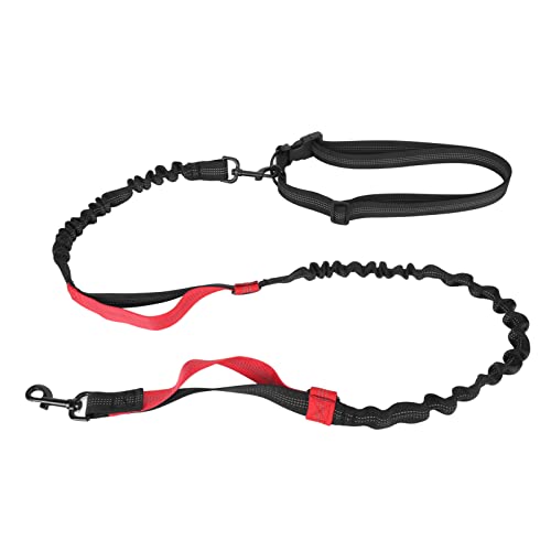 Hundeleine, elastisches Leinenseil, gepolsterter Kontrollgriff, robuste Bungee-Hundeleine, stoßdämpfendes, elastisches Hundeleinenseil mit 2 gepolsterten Griffen (Red) von COSMICROWAVE