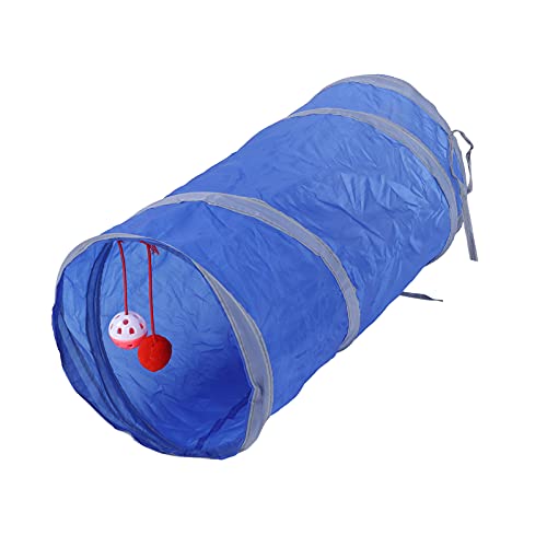 Interaktiver Katzentunnel, Haustierspielzeug, Spieltunnel, Katzentunnel, faltbar, interaktives Tunnelspielzeug aus Polyester, Spieltunnel mit hängendem Ball für Katzen, Kaninchen, (Royalblue) von COSMICROWAVE