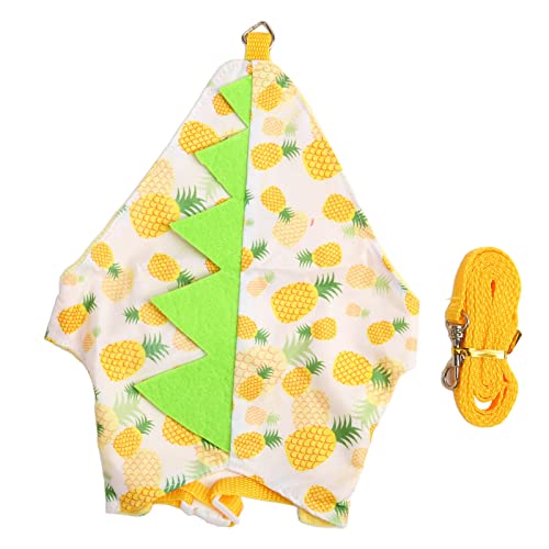 Kaninchen-Kleidungsleine und Geschirr-Set, weiches Polyester, warmes gelbes Ananas-Muster, verstellbares Kaninchen-Kostümgeschirr, Kleintiergeschirr, Leine, Fledermaus, (Yellow Pineapple) von COSMICROWAVE