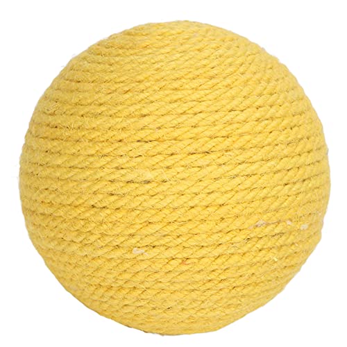 Katzen-Sisalball lindert Langeweile, Zähne, Krallen schleifen, interaktiver Sisal-Katzenkratzball für Katzen zum Kratzen, interaktives Katzenspielzeug für Katzen im Innenbereich, (Yellow) von COSMICROWAVE