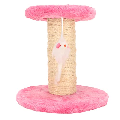 Kratzbaum für Katzen, interaktiv, weicher Plüsch, 2 Schichten Sisalseil, Kratzbaum für Katzen und Kätzchen im Innenbereich (Pink) von COSMICROWAVE